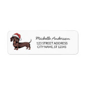 Dachshund in kerstmannenhoed Kerst retouradres Etiket (Voorkant)