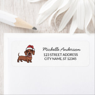 Dachshund in kerstmannenhoed Kerst retouradres Etiket