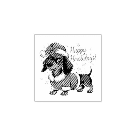 Dachshund in Kerstmannenhoed Kerstmis  Rubberstempel (Afrduk)