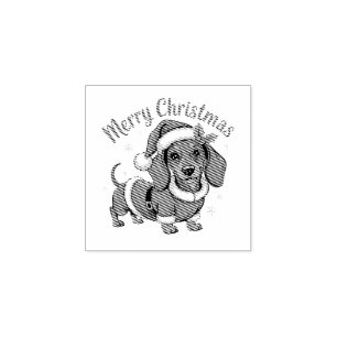 Dachshund in Kerstmannetje Kerstmis Rubberstempel
