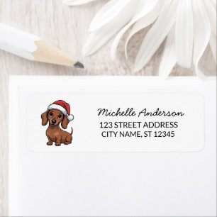 Dachshund in kerstmannetjeshoed Kerst retouradres Etiket