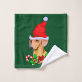 Dachshund in Kerstmis in Santa Hat Bad Handdoek (Wasdoekje)