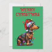 "DACHSHUND IN KERSTVERLICHTING" KAART (Voorkant)