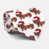 Dachshund in kerstverlichting verstrikt (Rood) Stropdas (Opgerold)