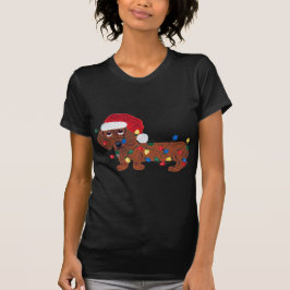 Dachshund in kerstverlichting verstrikt t-shirt