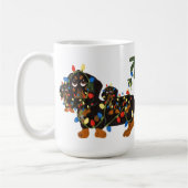Dachshund in Kerstverlichting Verward Mok (Links)