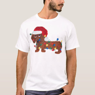 Dachshund in kerstverlichting verward t-shirt