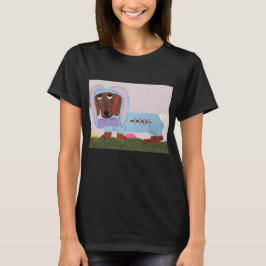 Dachshund in konijnenpakje t-shirt