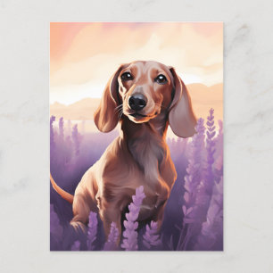 Dachshund in Lavendelveld Briefkaart