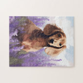 Dachshund in Lavendelveld Legpuzzel (Horizontaal)
