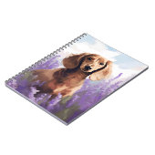 Dachshund in Lavendelveld Notitieboek (Linkerzijde)