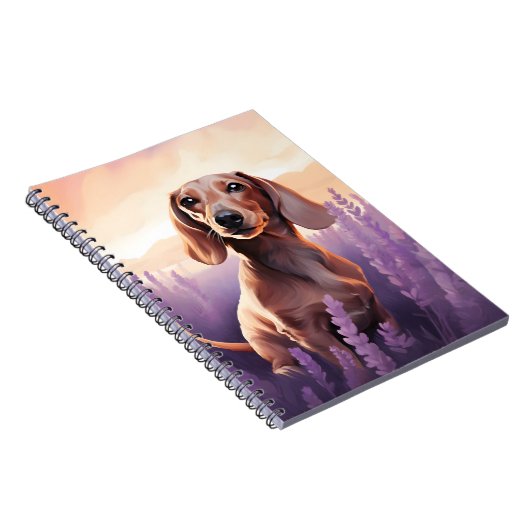 Dachshund in Lavendelveld Notitieboek (Rechterzijde)