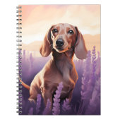 Dachshund in Lavendelveld Notitieboek (Voorkant)