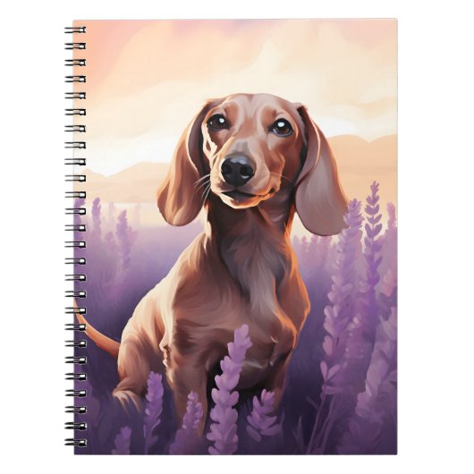 Dachshund in Lavendelveld Notitieboek (Voorkant)