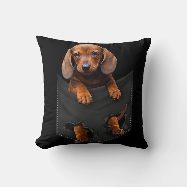 Dachshund in Mijn zak Dachshund Weiner Dog Gift Kussen (Voorkant)