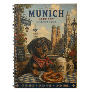 Dachshund in München – Vintage Reis Kunst Notitieboek