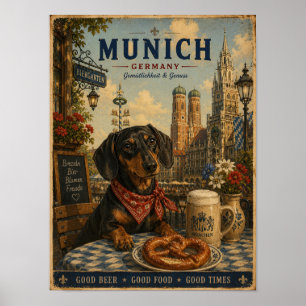 Dachshund in München Vintage Reiseposter Poster