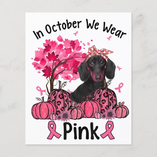 Dachshund in oktober Draag we roze borstkanker Ha Flyer (Voorkant)