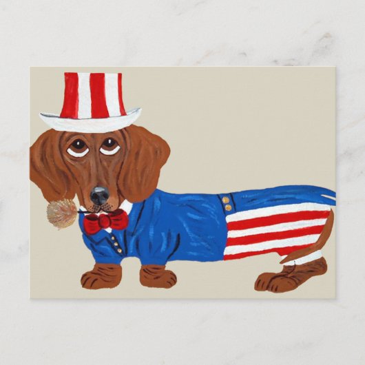Dachshund in Oom Sam-pak Briefkaart (Voorkant)