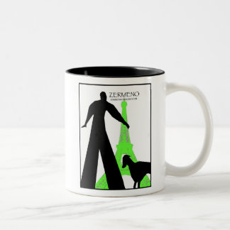 "Dachshund in Paris" van ZermenoGallery.com Tweekleurige Koffiemok