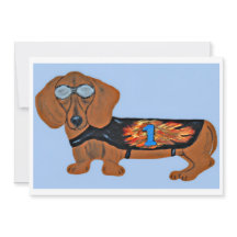 Dachshund in racejas plat notitiekaart