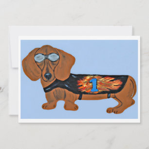 Dachshund in racejas plat notitiekaart kaart