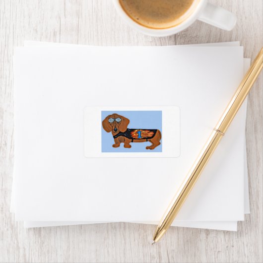 Dachshund in Racing Jacket Etiket (Insitu)