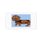 Dachshund in Racing Jacket Etiket (Voorkant)