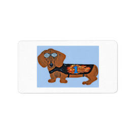 Dachshund in Racing Jacket Etiket
