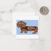 Dachshund in Racing Jacket Folded Note Card Notitiekaartje (Voorkant / Achterkant in situ)