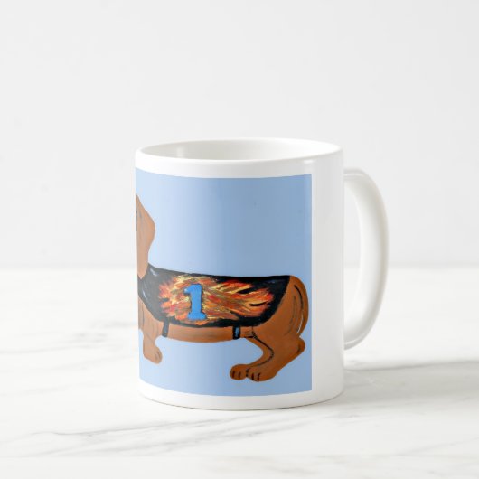 Dachshund in Racing Jacket Mug Koffiemok (Voorkant rechts)