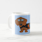 Dachshund in Racing Jacket Mug Koffiemok (Voorkant links)