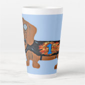 Dachshund in Racing Jacket Mug Latte Mok (Voorkant)
