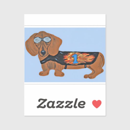 Dachshund in Racing Jacket Sticker (Vel)