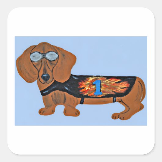 Dachshund in Racing Jacket Sticker (Voorkant)