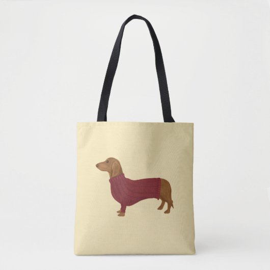 Dachshund in Red Sweater Tote Bag (Voorkant)