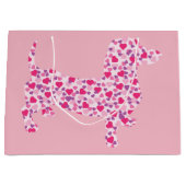 Dachshund in roze harten large cadeautasje (Voorkant)