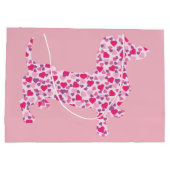 Dachshund in roze harten large cadeautasje (Achterkant)