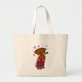 Dachshund in roze hartshorts grote tote bag (Voorkant)