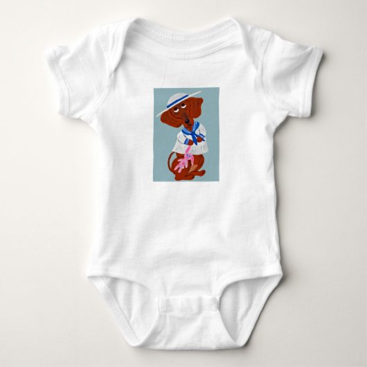 Dachshund in Sailor Suit Romper (Voorkant)