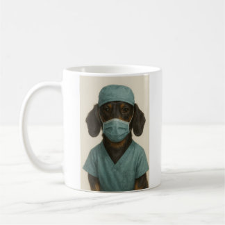 Dachshund in Scrubs Koffiemok