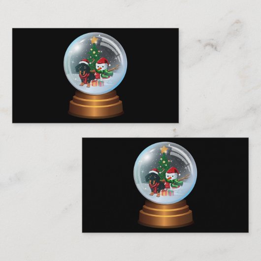 Dachshund in Snowball Weinerful Kerstmis Doxie Lo Visitekaartje (Voorkant / Achterkant)