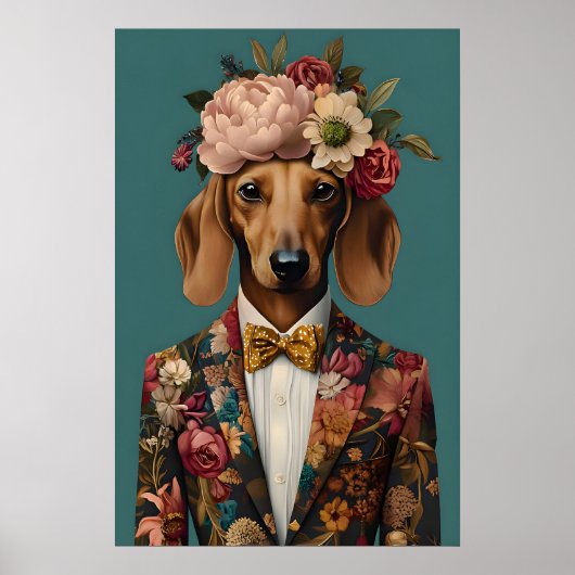 Dachshund In Suit Poster, Dachshund Portrait Poster (Voorkant)