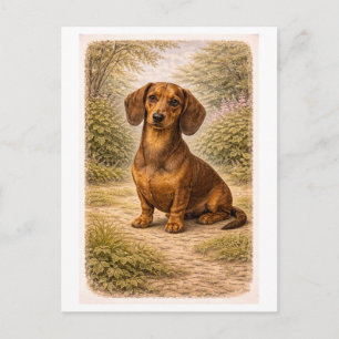 Dachshund in vintage stijl briefkaart