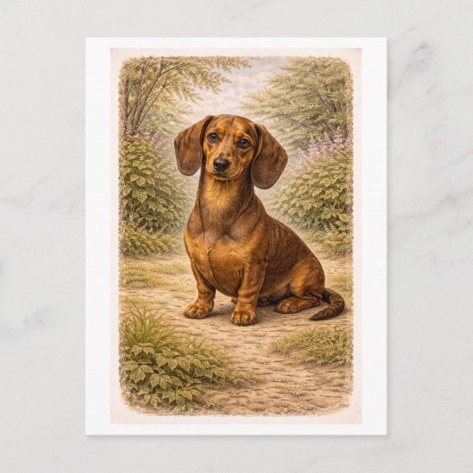 Dachshund in vintage stijl briefkaart (Voorkant)