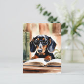 Dachshund in Waterverf Kunst Briefkaart (Staand voorkant)