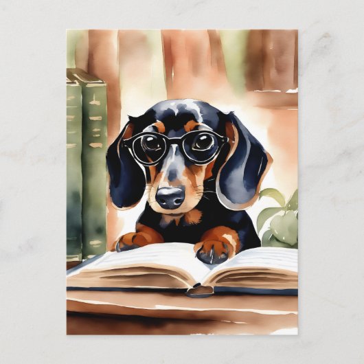 Dachshund in Waterverf Kunst Briefkaart (Voorkant)