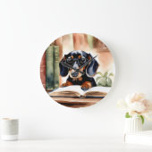 Dachshund in Waterverf Kunst Grote Klok (Huis)