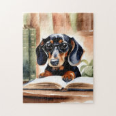 Dachshund in Waterverf Kunst Legpuzzel (Verticaal)