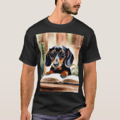 Dachshund in Waterverf Kunst T-shirt (Voorkant)
